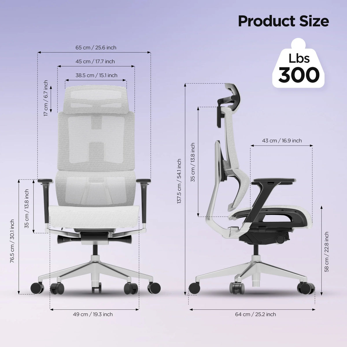 White Ergonomic Office Chair with Lumbar Support Y279722