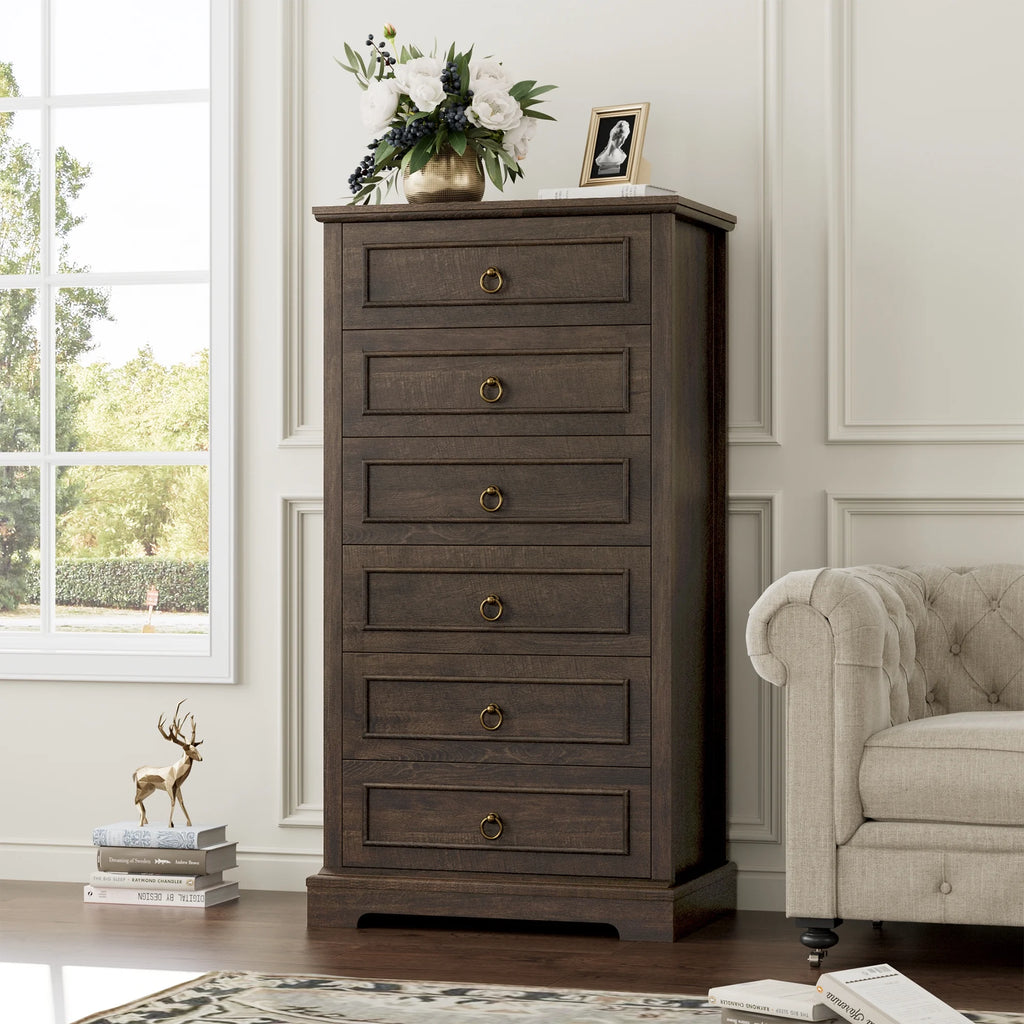 White 6 Drawer Tall Wood Dresser W472185