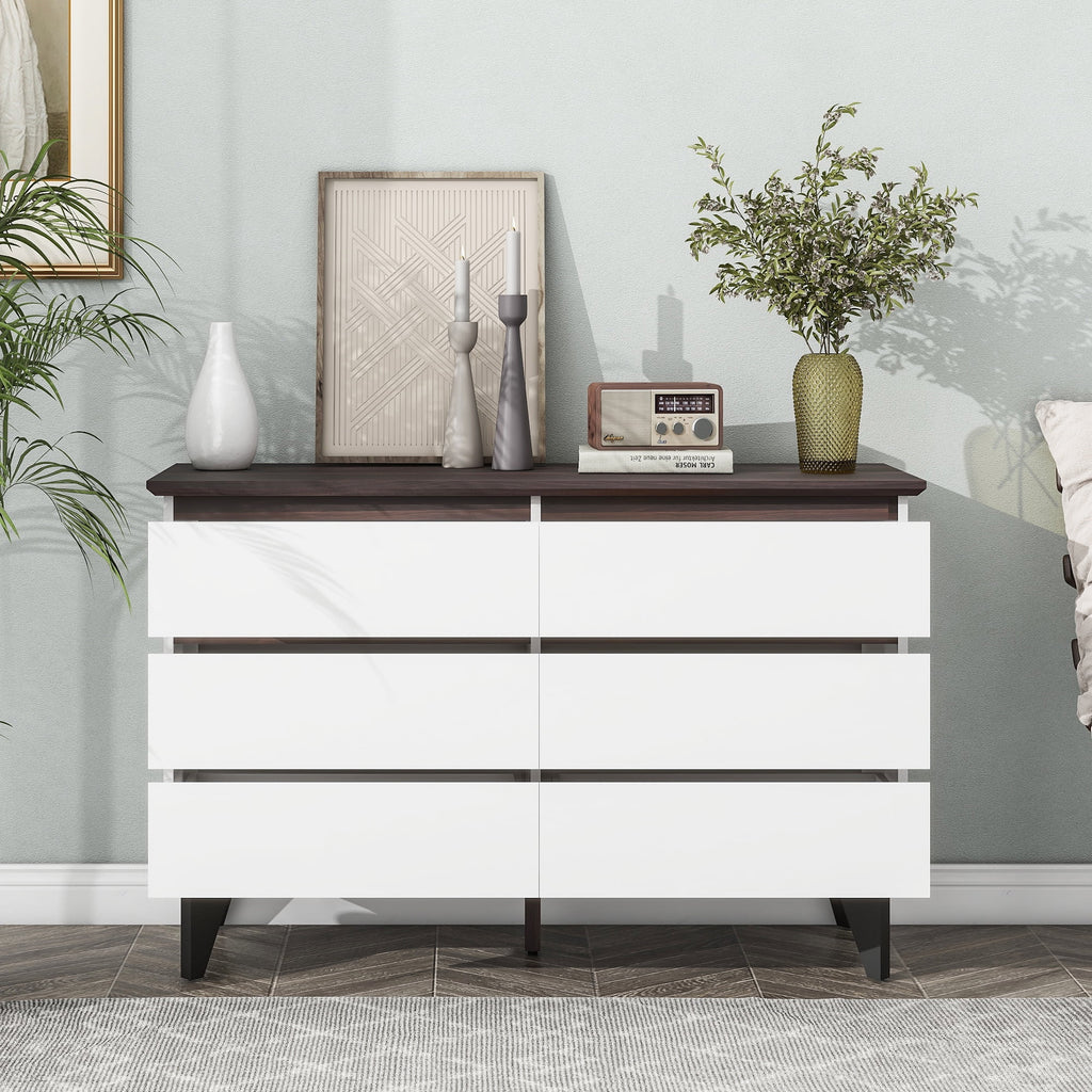 White 6 Drawer Rustic Wood Dresser L4651