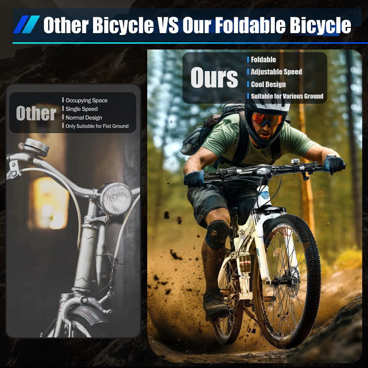 26 Mountain Bike 21-Speed Folding Dual Disc Brake Bicycle C12787