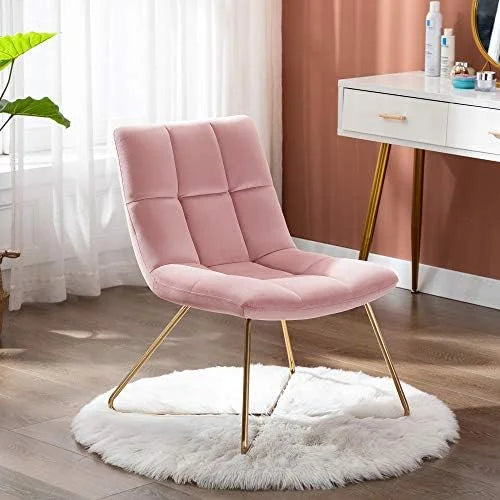 White Faux Fur Upholstered Accent Chair with Gold Legs Y242499