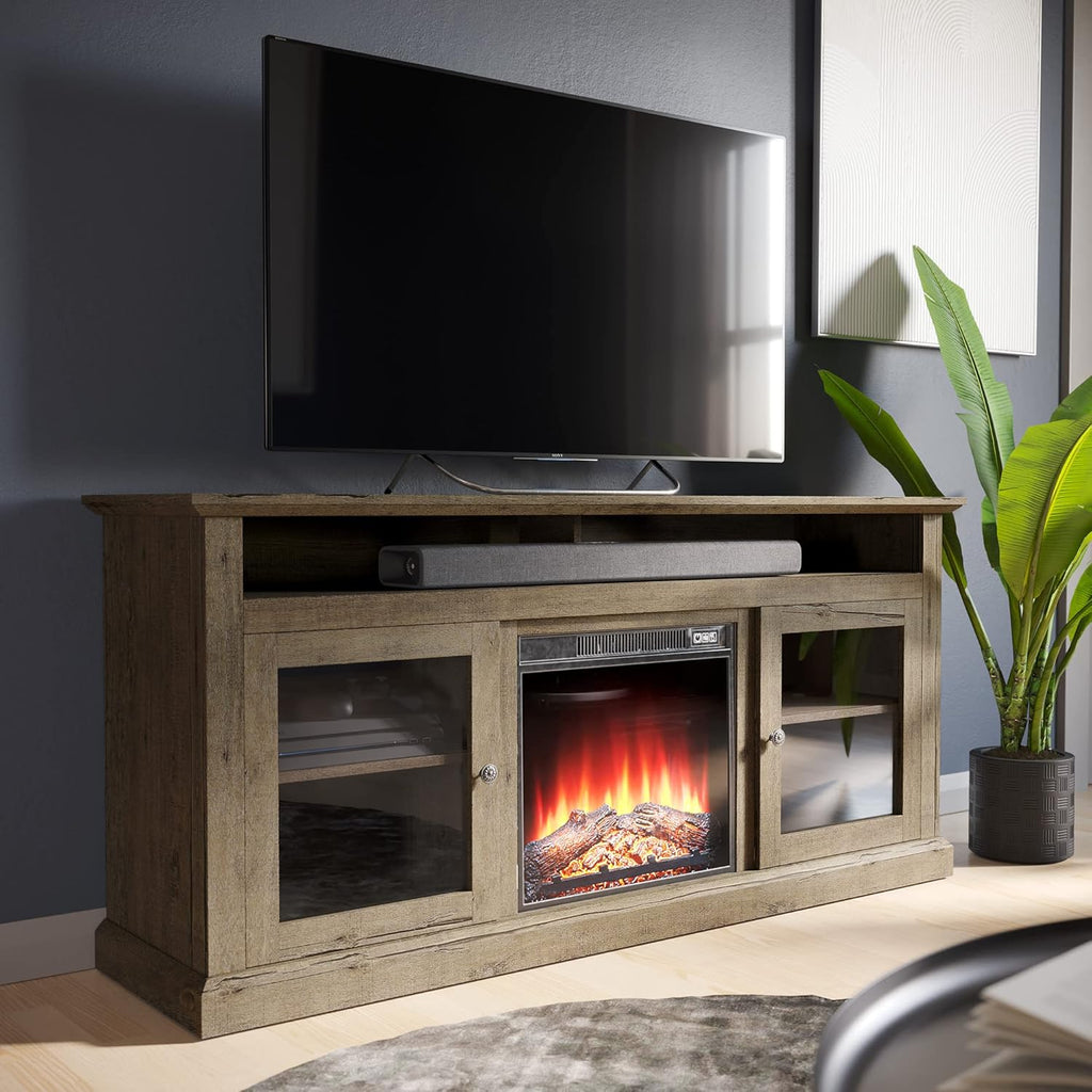 Stone Grey Electric Fireplace TV Stand Y463516