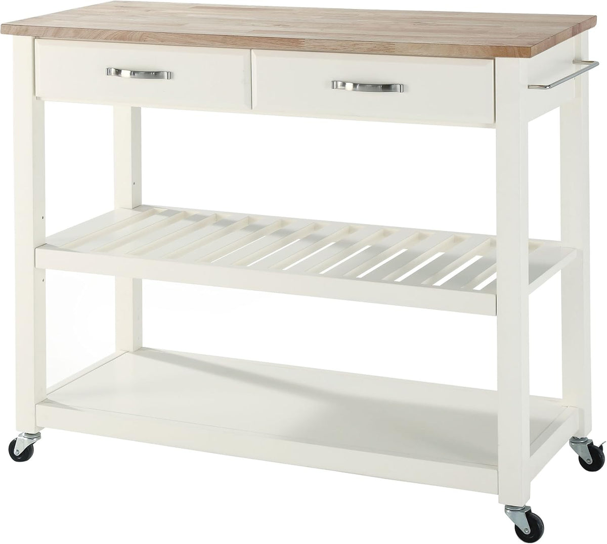 White Kitchen Prep Cart with Wood Top X779867