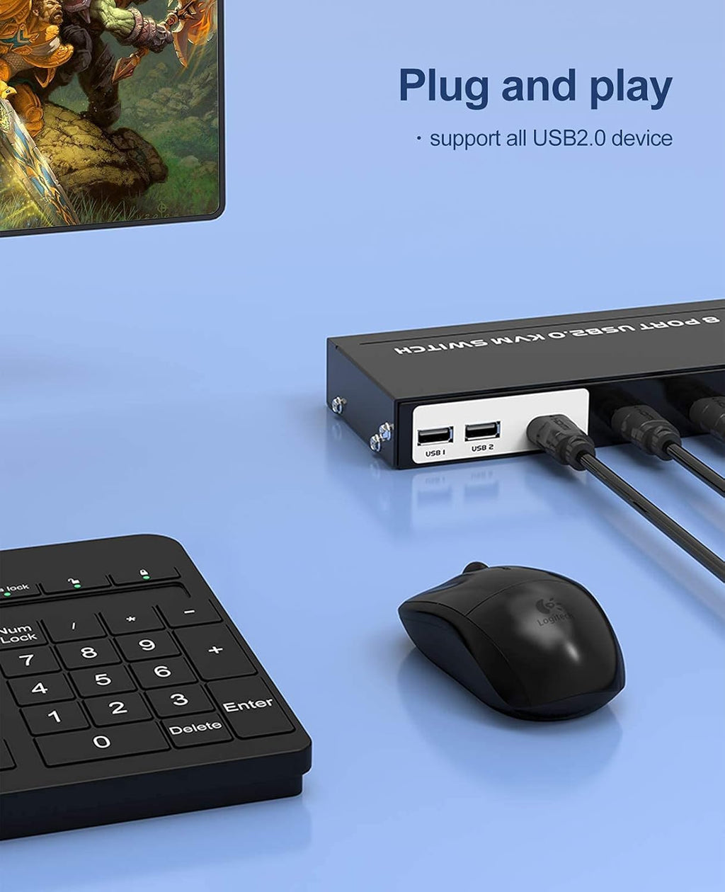8 Ports 4K 30Hz HDMI KVM Switch E9241