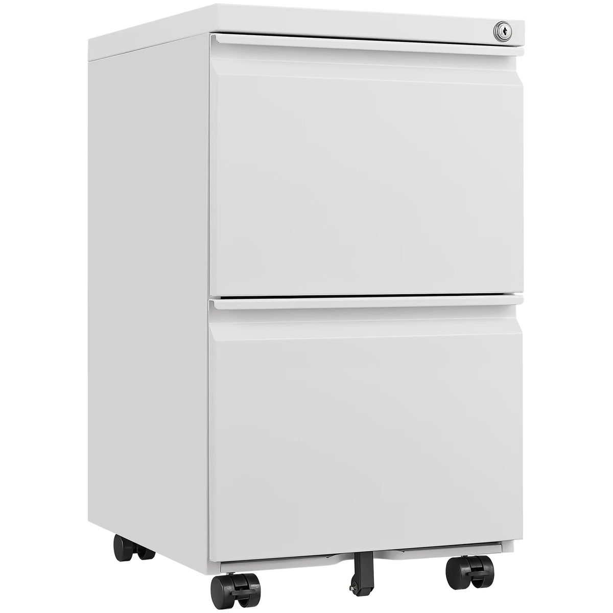 Black 2 Drawer Metal Mobile File Cabinet with Lock I496