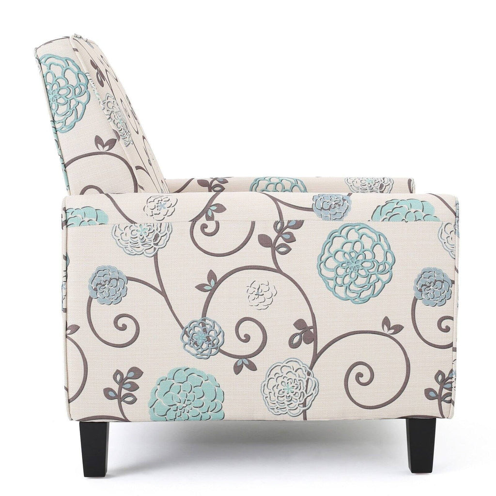 White and Blue Fabric Recliner X6653