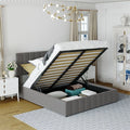 Twin Wood Platform Bed with Fabric Upholstery in Gray X14206