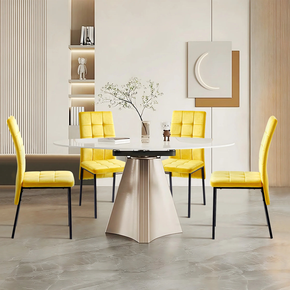 Yellow Velvet Dining Chairs Set Of 4 J6500