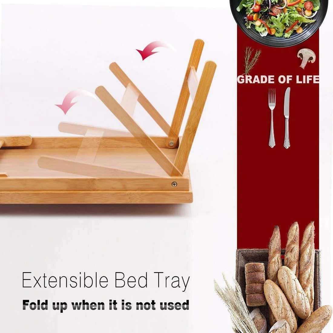 Bamboo Bed Tray with Folding Legs Y7270