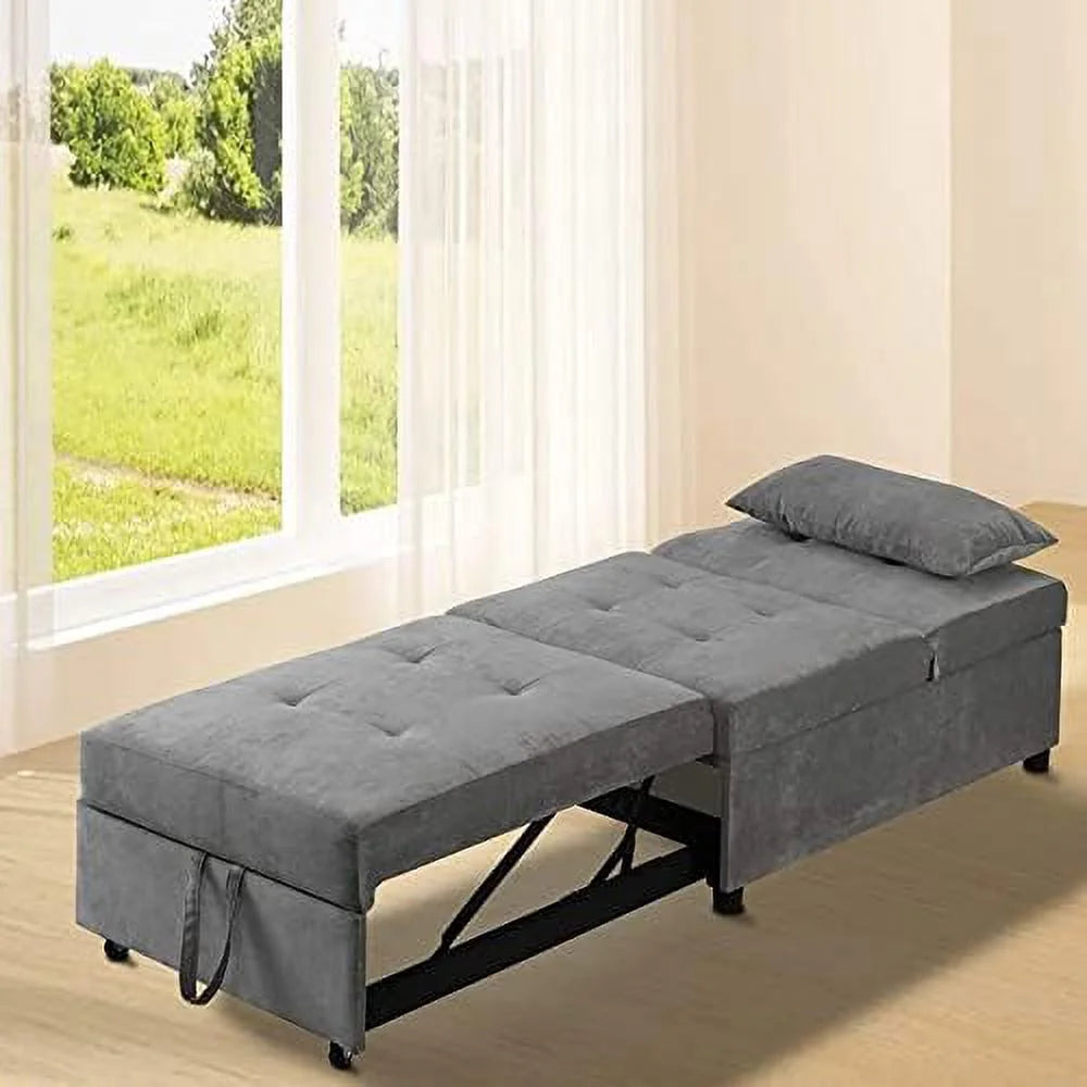 Convertible Chair Bed 4-in-1 Folding Ottoman Sofa Bed with Adjustable Backrest K745913