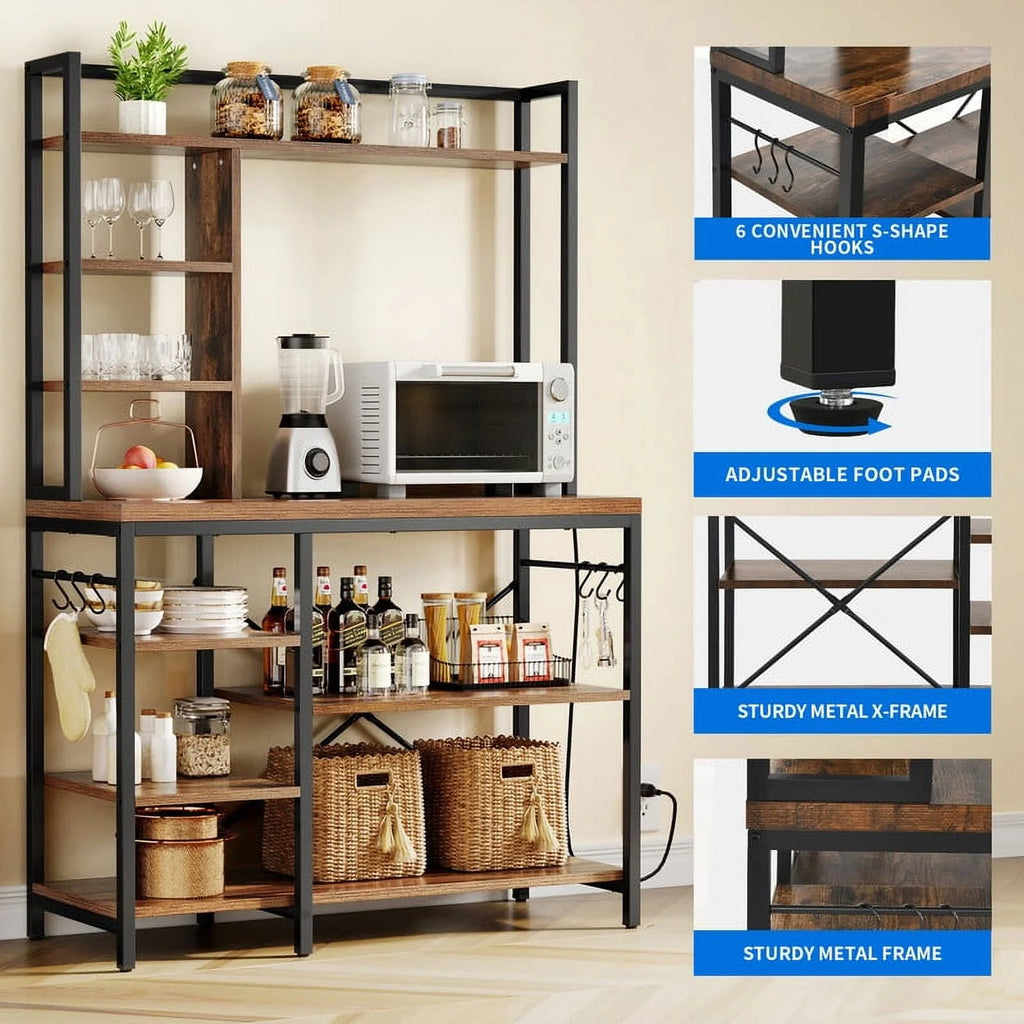 8 Tier Kitchen Bakers Rack with Power Outlets M47873