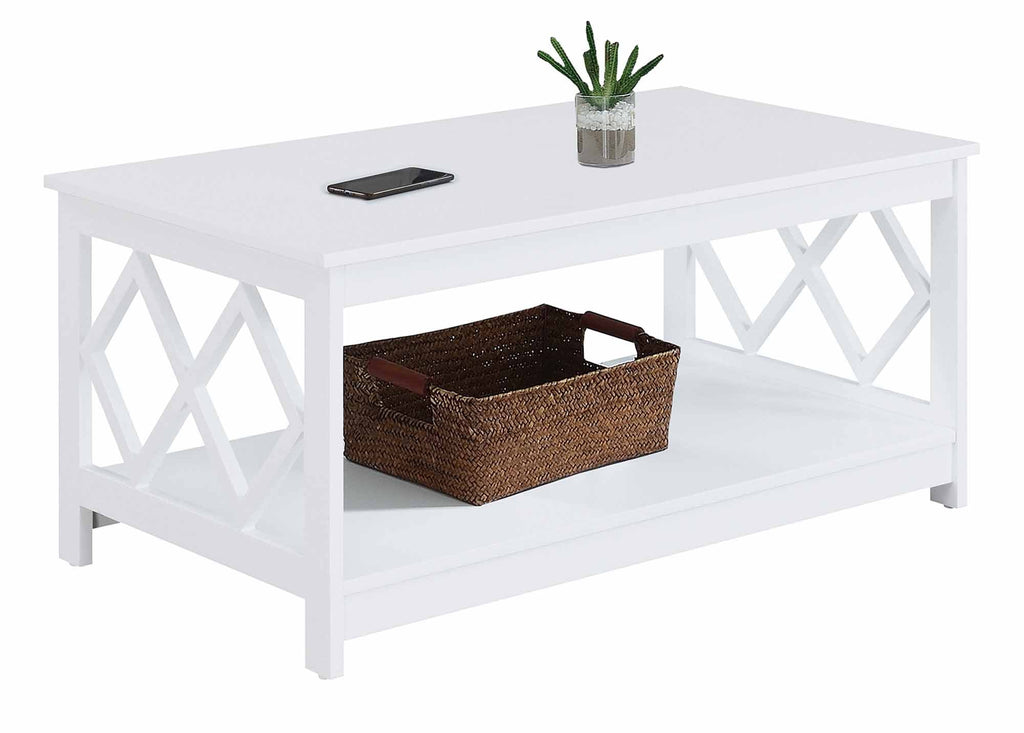 White Coffee Table with Shelf K1486