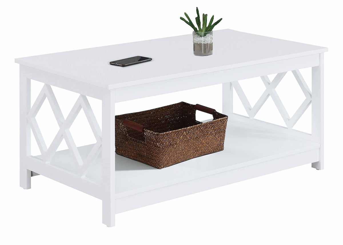 White Coffee Table with Shelf K1486
