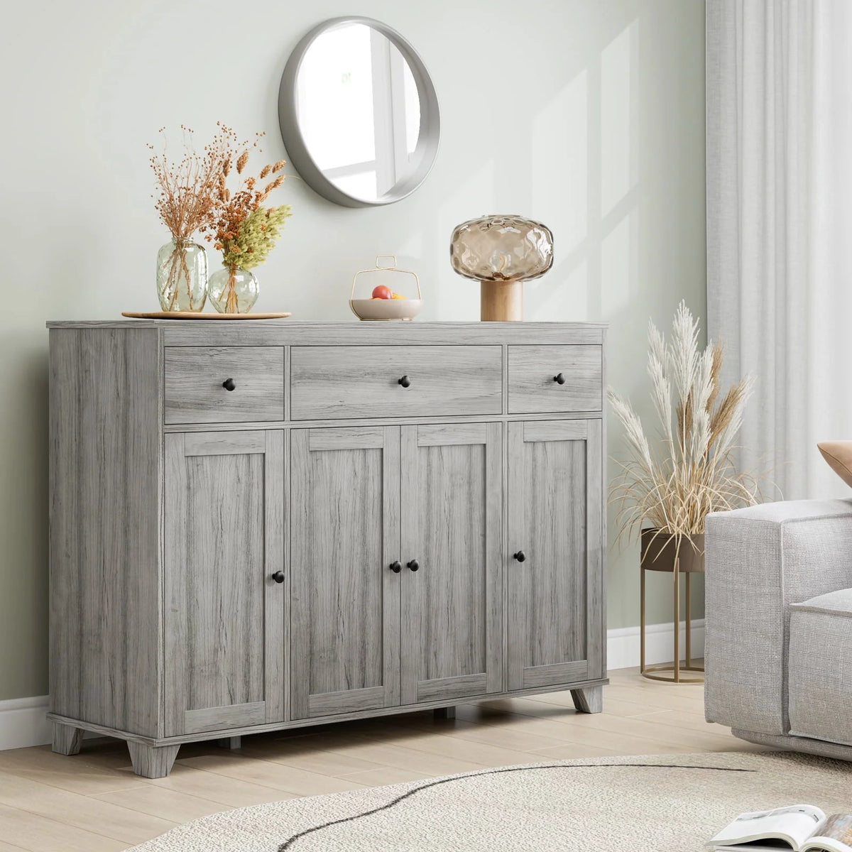 White 3 Drawer Buffet Sideboard Cabinet Q607457