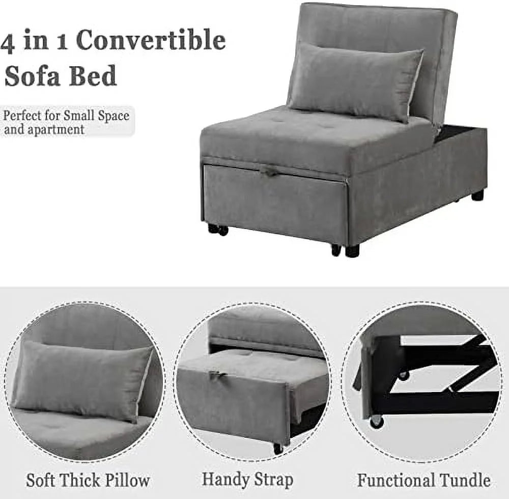 Convertible Chair Bed 4-in-1 Folding Ottoman Sofa Bed with Adjustable Backrest K745913