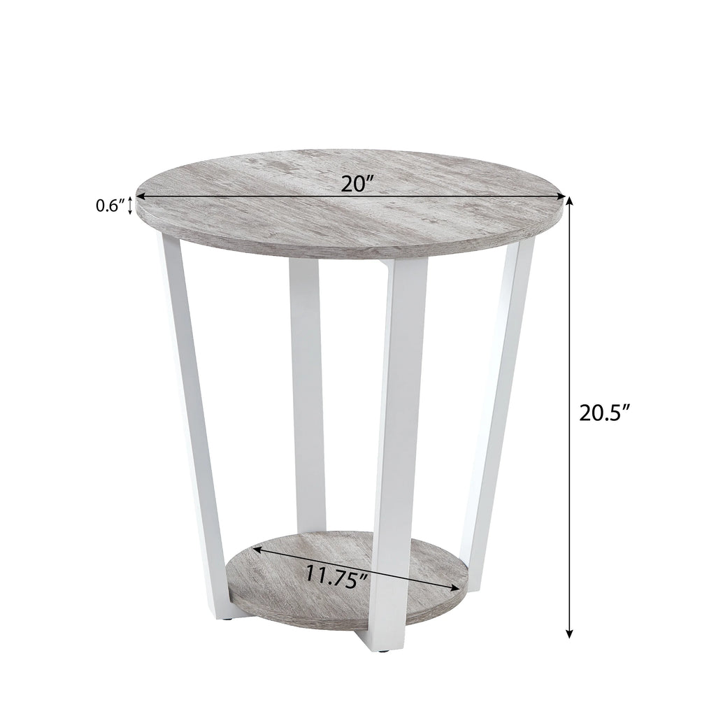 Gray Round End Table with Shelf X7345