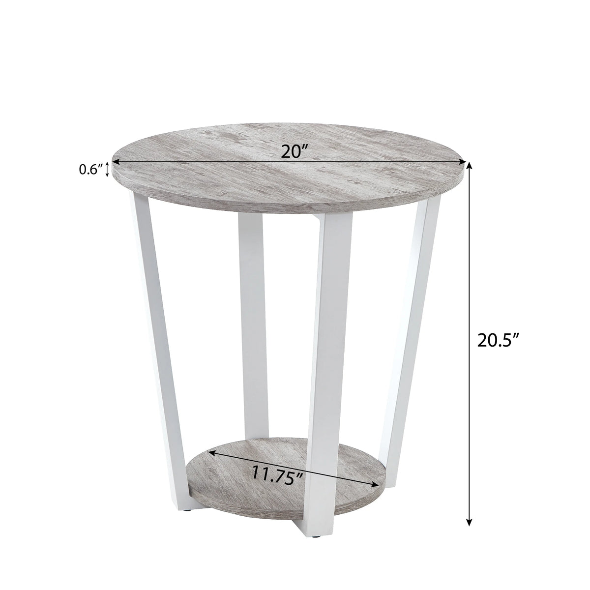 Gray Round End Table with Shelf X7345