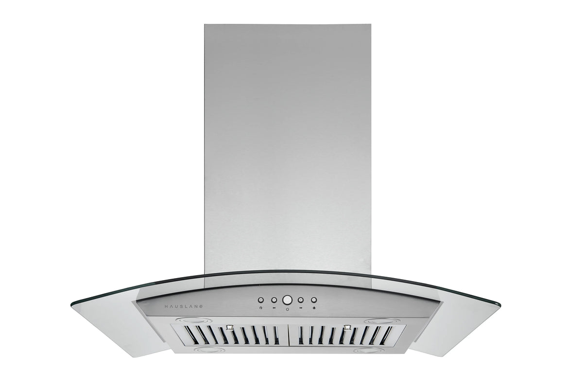 30 Inch Island Range Hood with Tempered Glass in Stainless Steel O9620