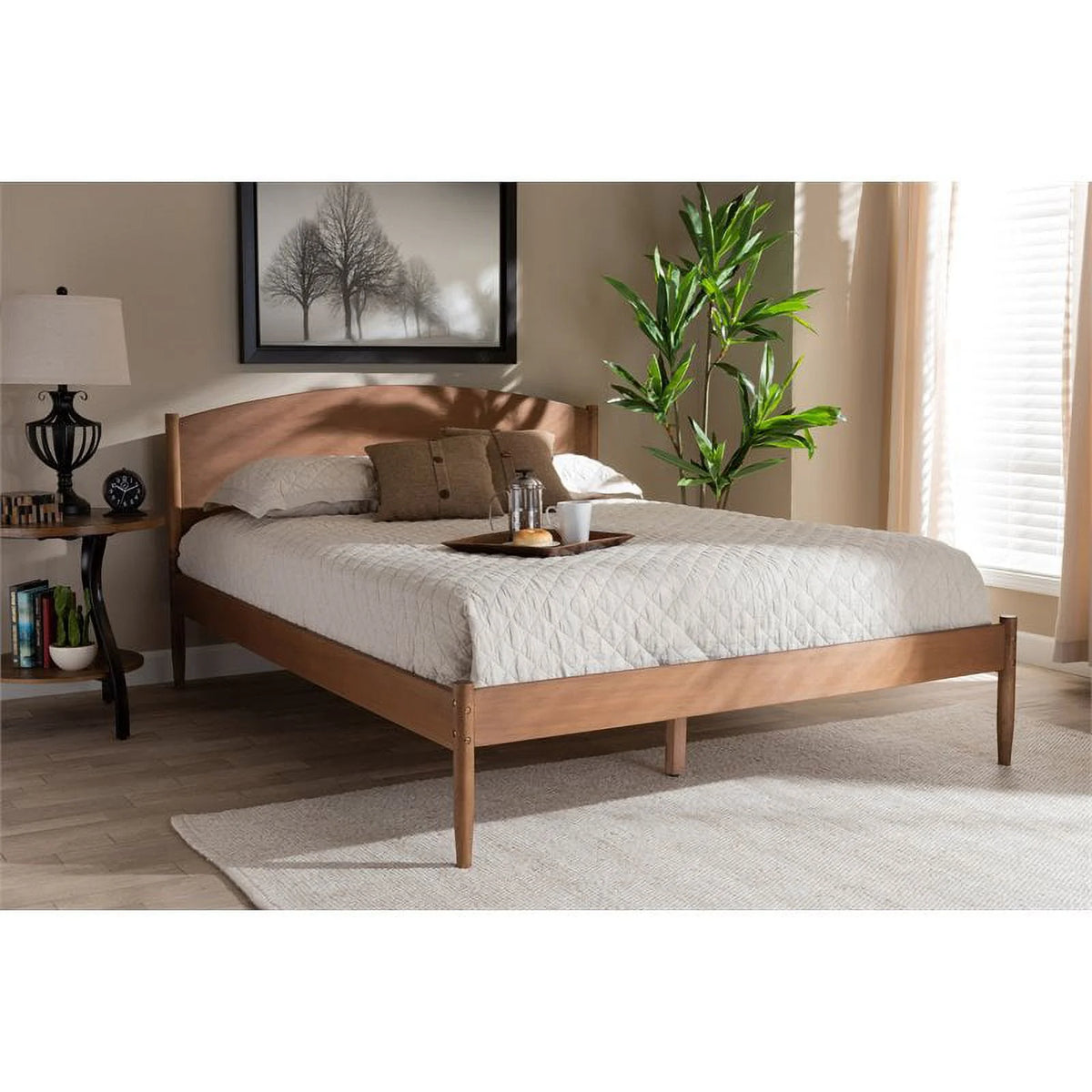 Full Size Ash Brown Wood Platform Bed Y98126