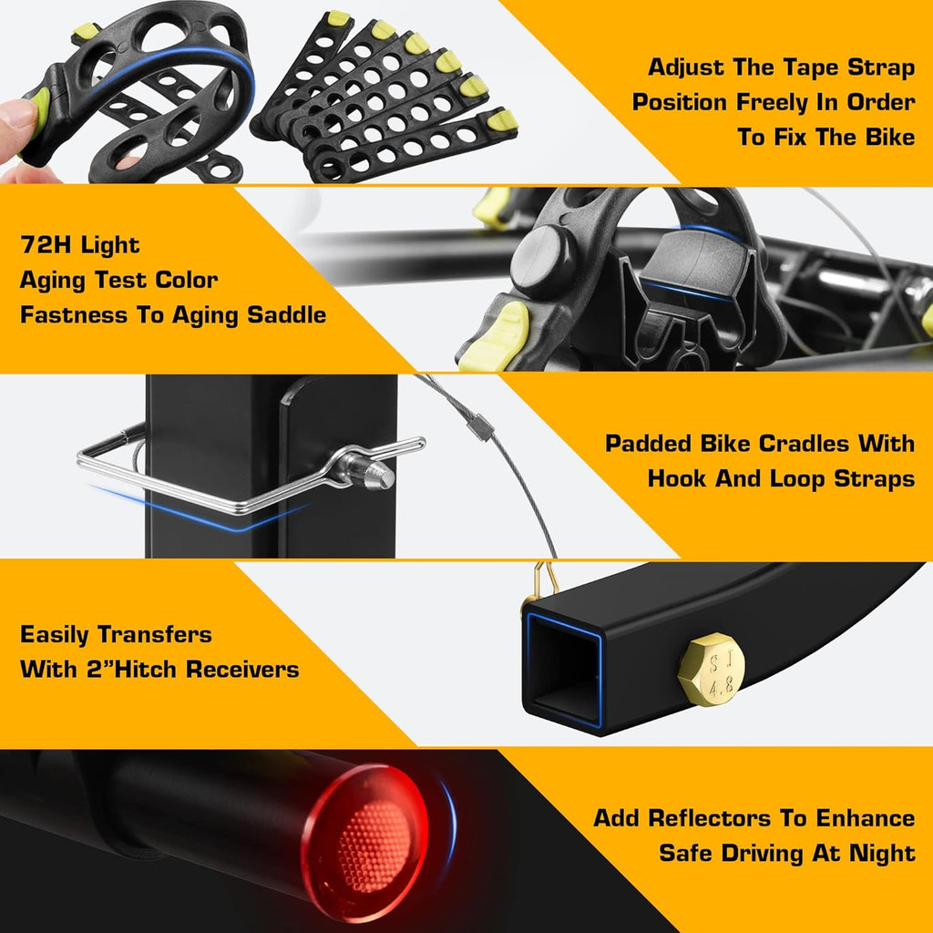 3 Bike Hitch Mount Carrier with Tie Down Strap B693