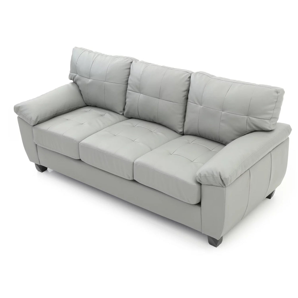 Gray Faux Leather Sofa E1030