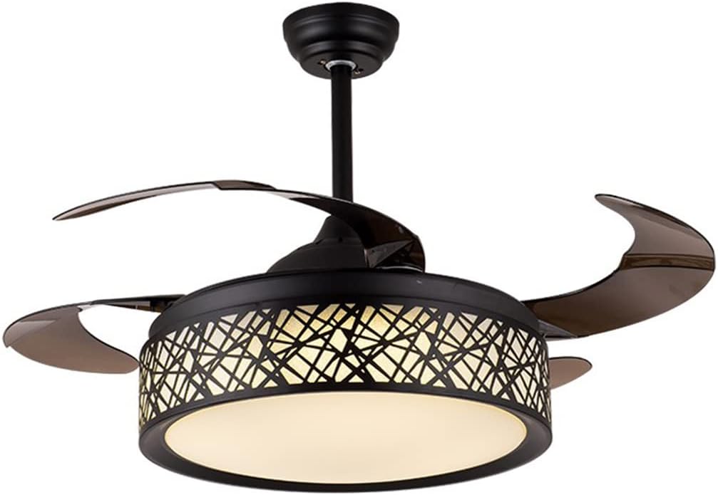 42'' Black Cage Retractable Ceiling Fan with Light and Remote H84190
