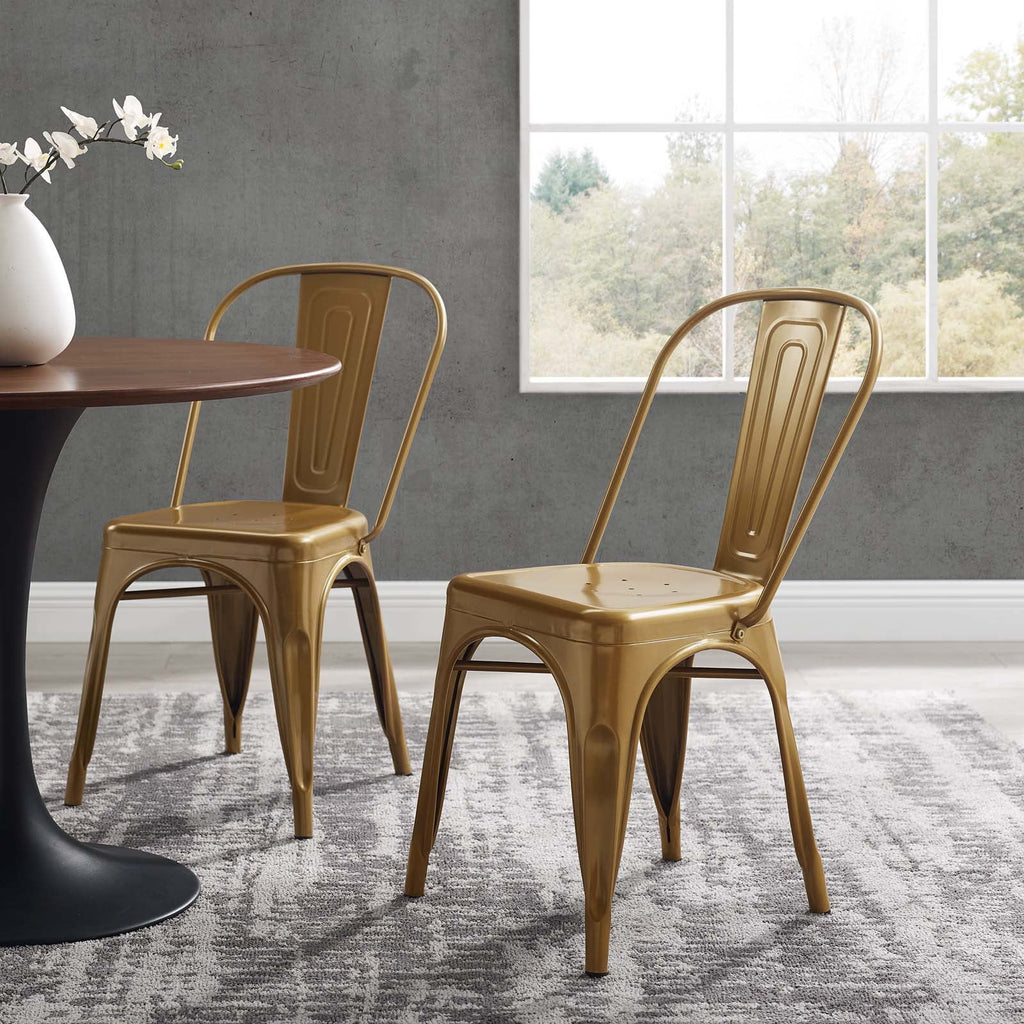 Gold Bistro Dining Side Chair Set of 2 G98286