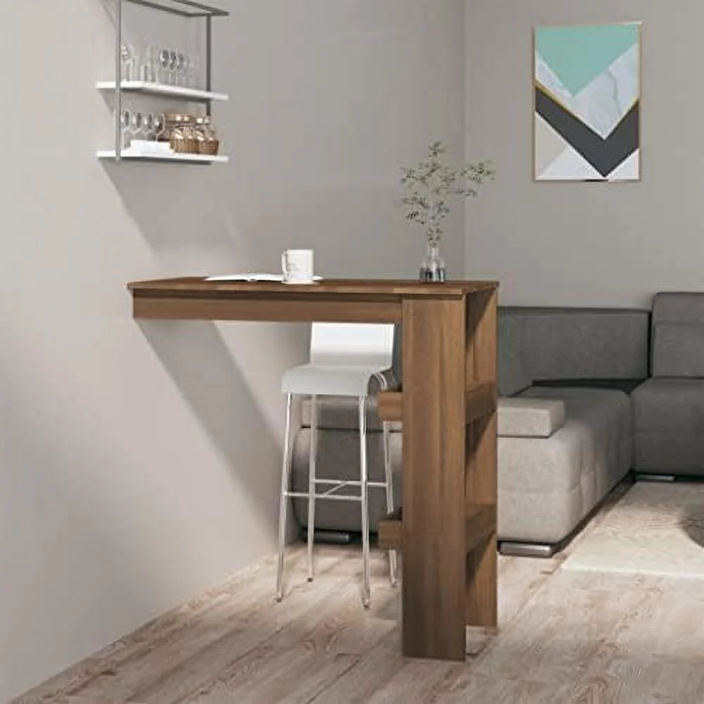 Black Engineered Wood Wall Table with Compartments H4056