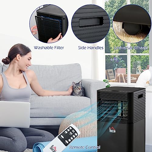Portable 4-in-1 Air Conditioner with Dehumidifier and Cooling Fan, Black D288531