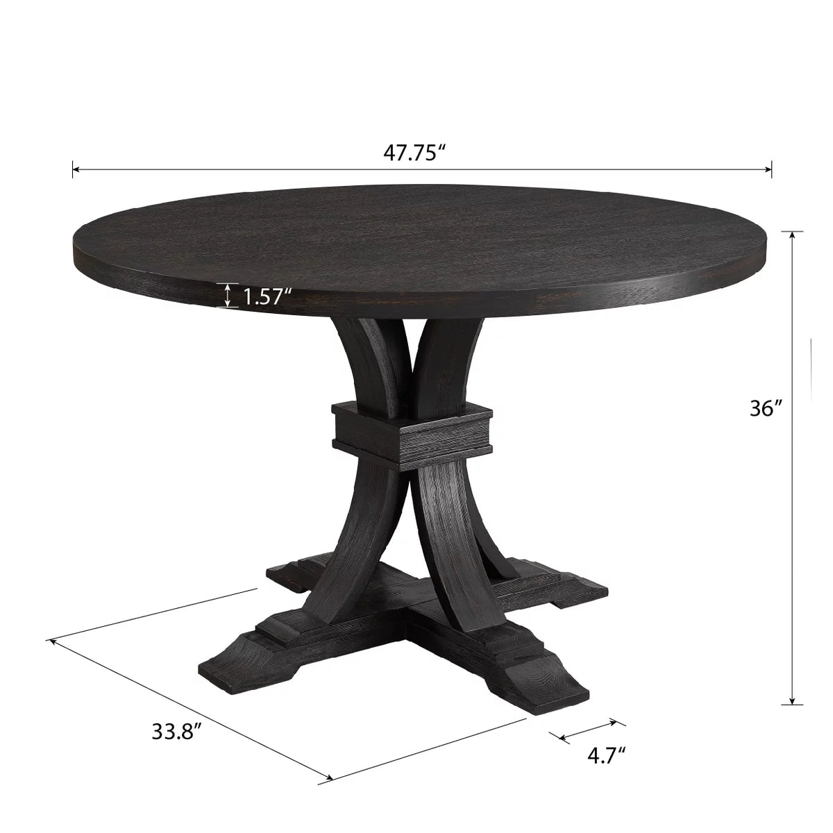 Distressed Black Finish Round Pedestal Dining Table M495