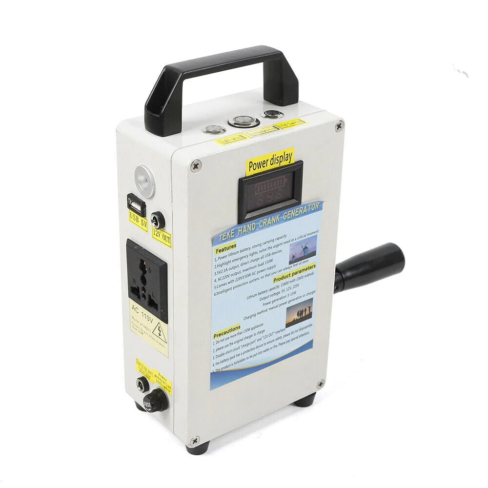 Portable Hand Crank Generator Emergency Power Supply USB Charger V75207