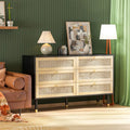Black 6 Drawer Rattan Dresser X86539