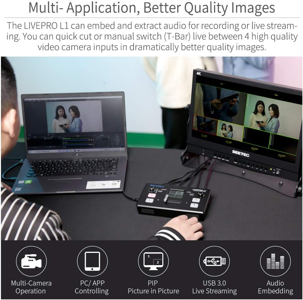 Multi Camera Video Mixer Switcher with 4 x HDMI Inputs L11132