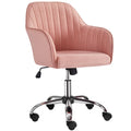 Pink Velvet Mid-Back Task Chair with Armrests L1726