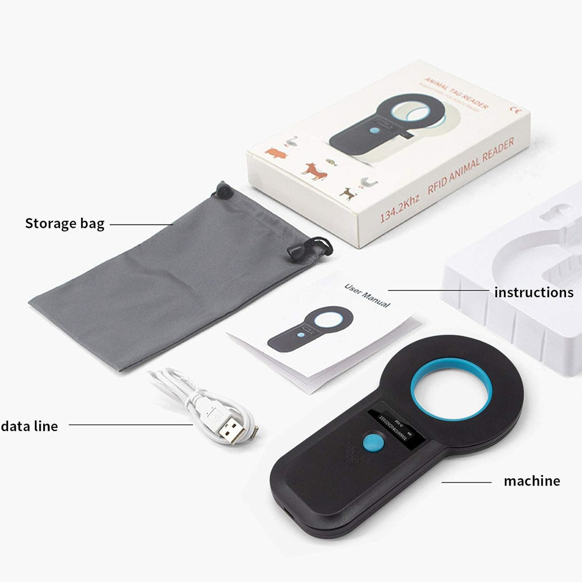 Bluetooth RFID Animal Microchip Scanner Rechargeable A839