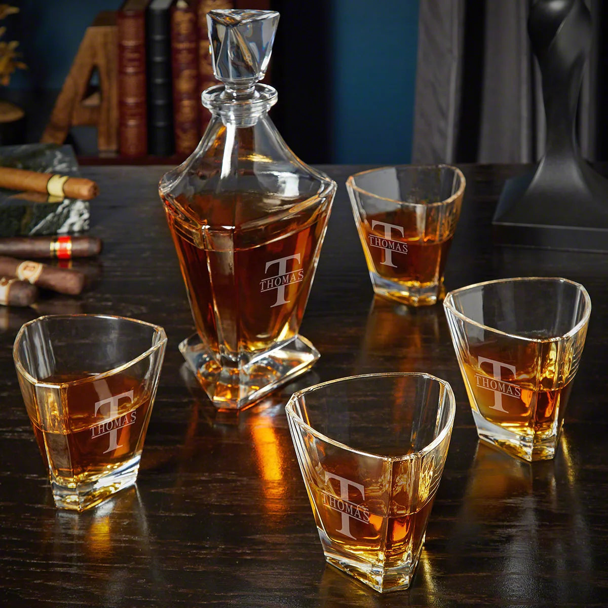 Engraved Whiskey Decanter Set F948