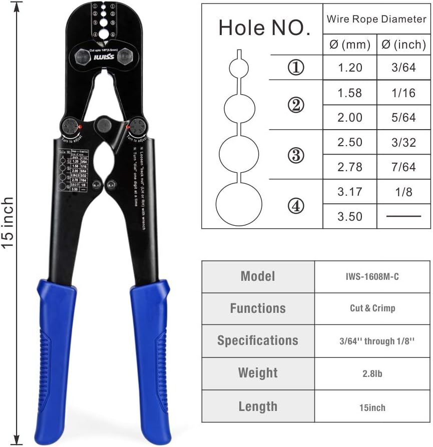 Swaging Tool Wire Rope Crimping Tools with Cable Cutter Pack of 2 F632