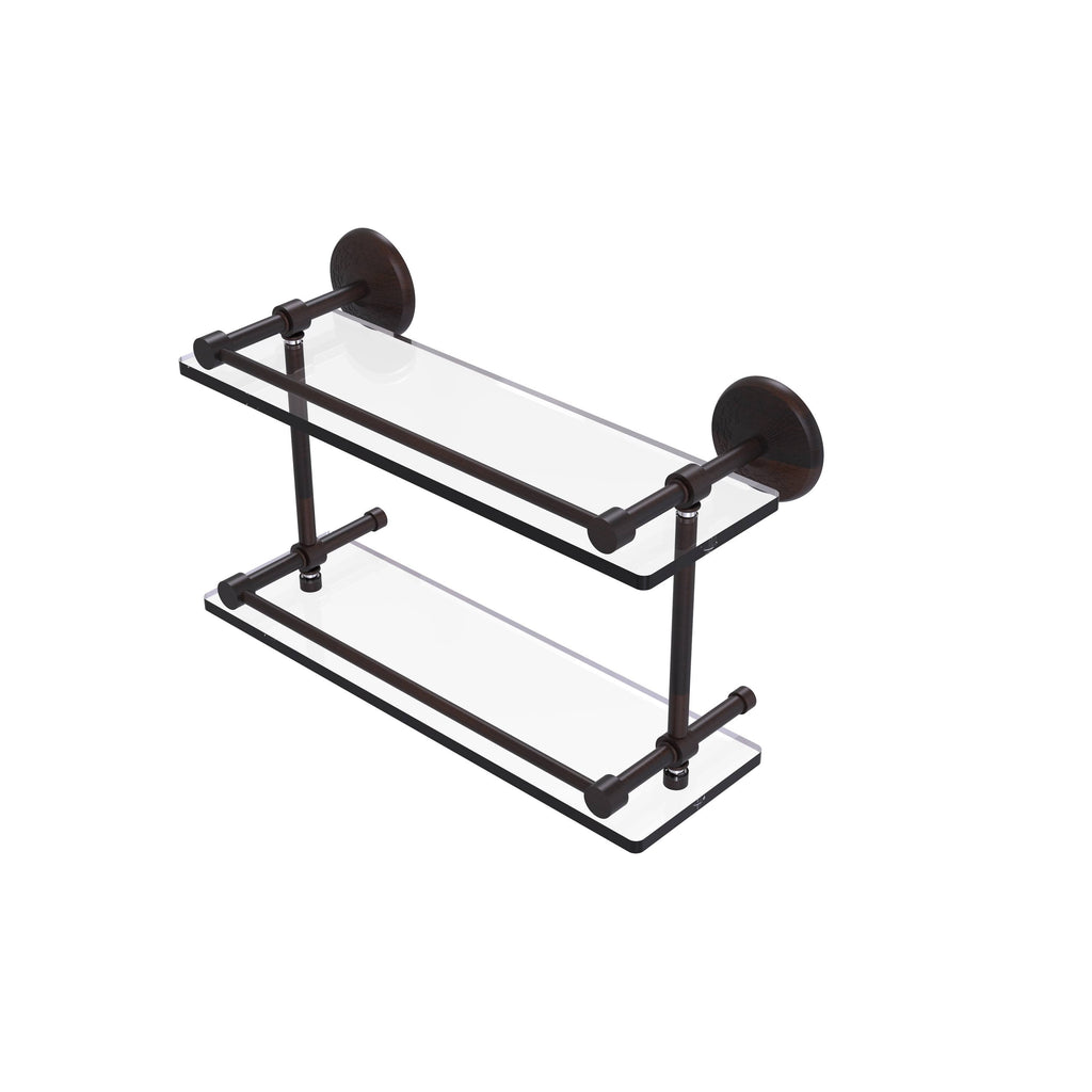 Venetian Bronze 16 inch Double Glass Shelf with Gallery Rail F992