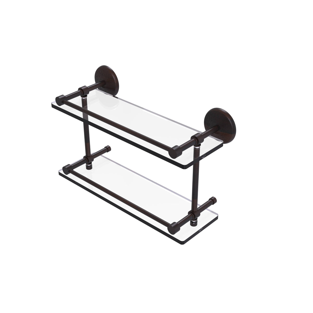 Venetian Bronze 16 inch Double Glass Shelf with Gallery Rail F992