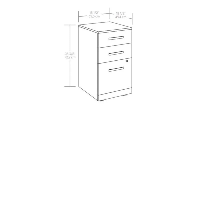 3-Drawer Engineered Wood Mobile File Cabinet J99999