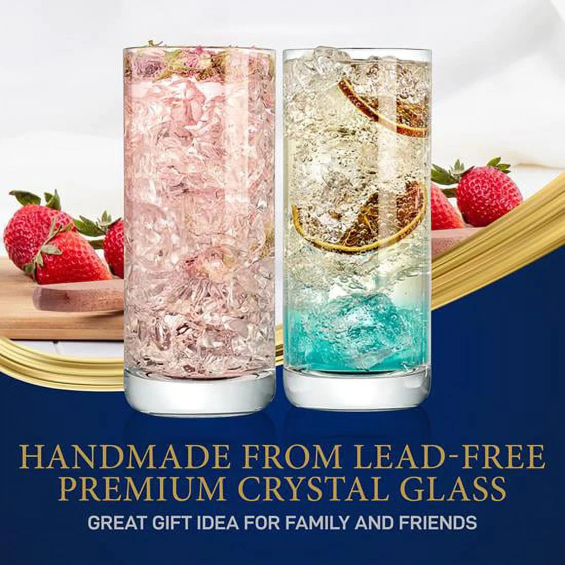 Set of 2 Clear Highball Drinking Glasses B63540