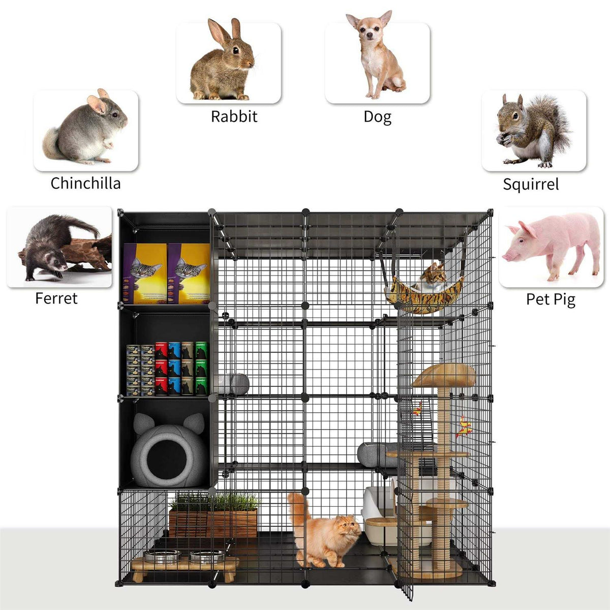 Large Indoor Metal Cat Cage with Hammock J268