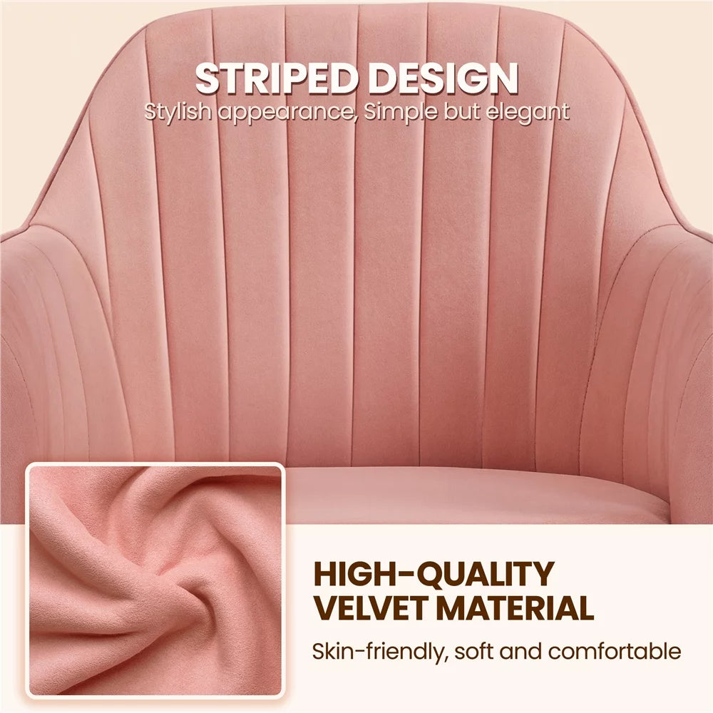 Pink Velvet Mid-Back Task Chair with Armrests L1726