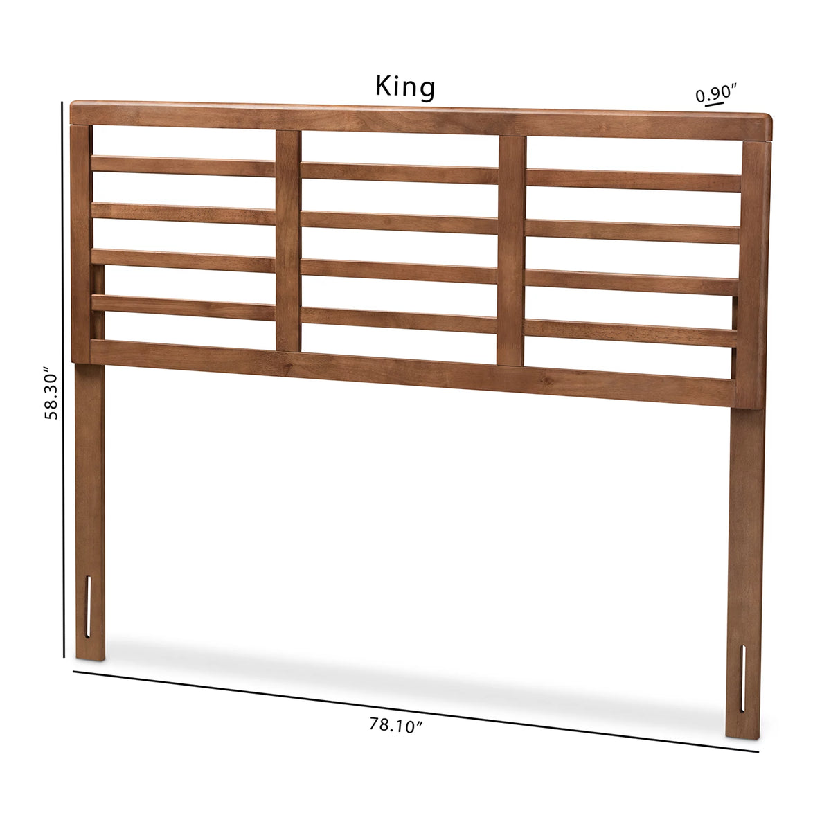Walnut Brown Wood King Size Open Slat Headboard I43902