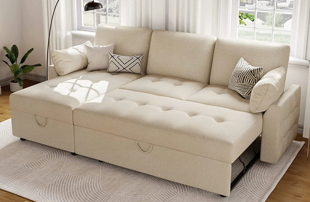 87 Inch Chenille Grey Pull Out Sofa Bed X120
