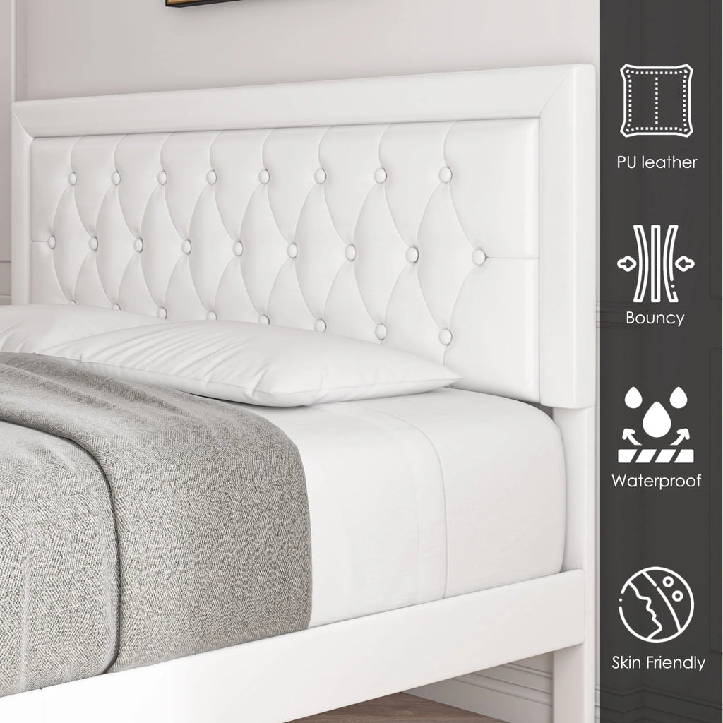 Queen Size 2 Drawers PU Leather Upholstered Platform Bed O5682
