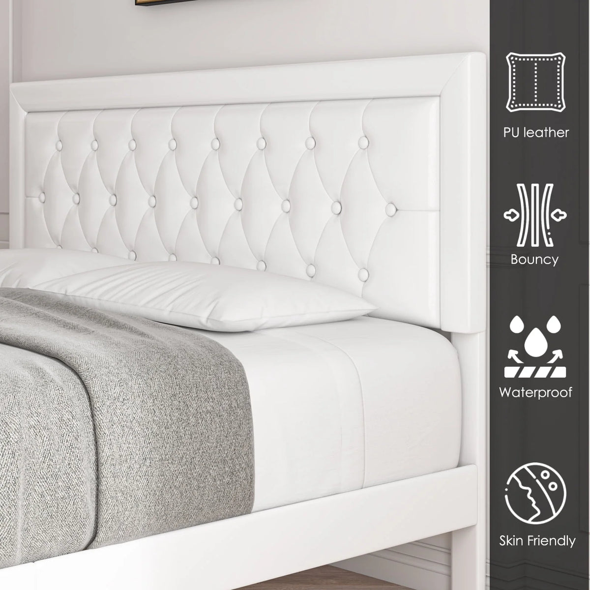 Queen Size 2 Drawers PU Leather Upholstered Platform Bed O5682