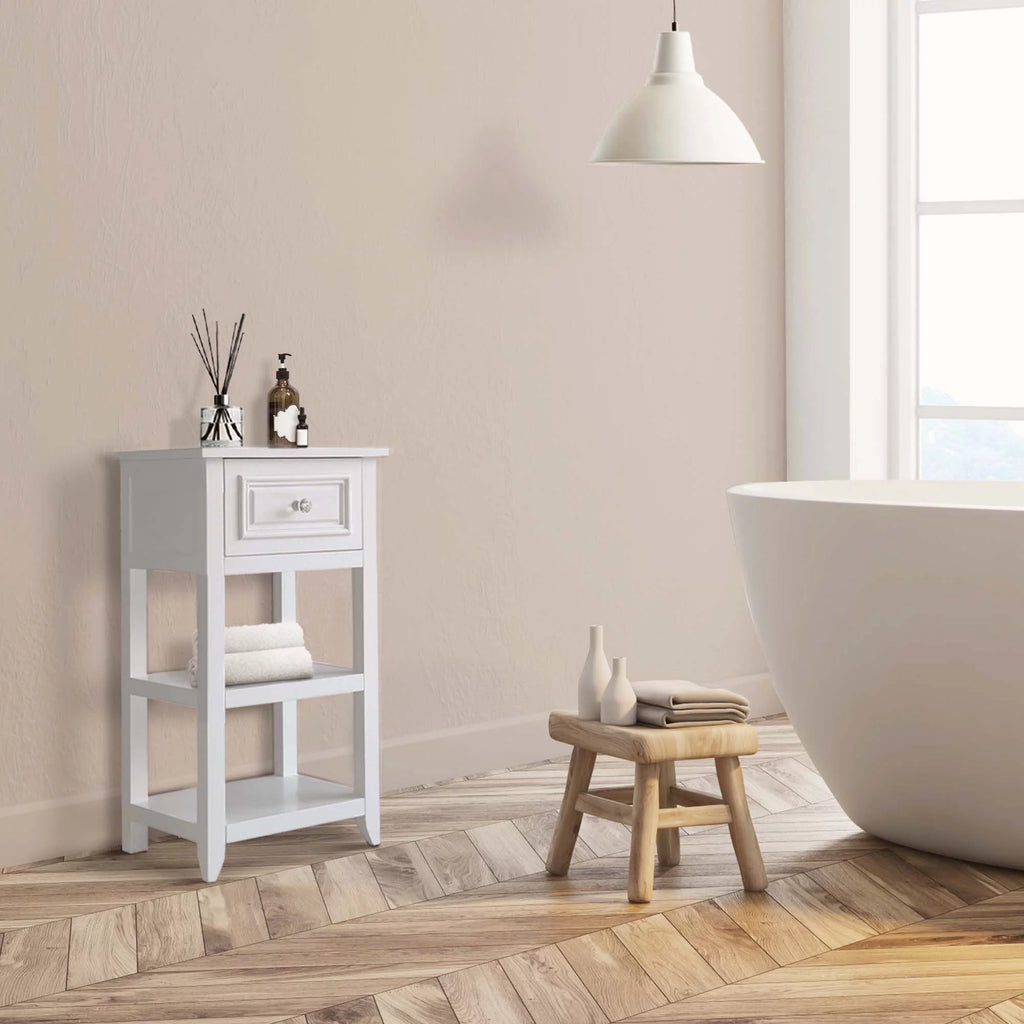 White Wooden Floor Cabinet with Drawer U675