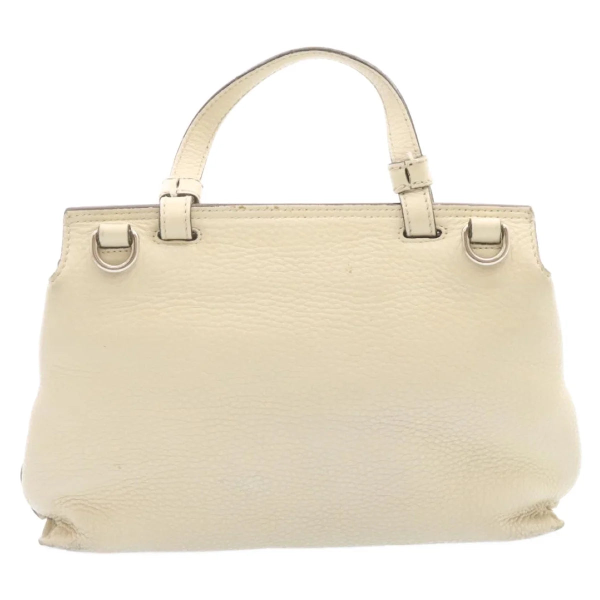 White Leather Bamboo Handbag P55017