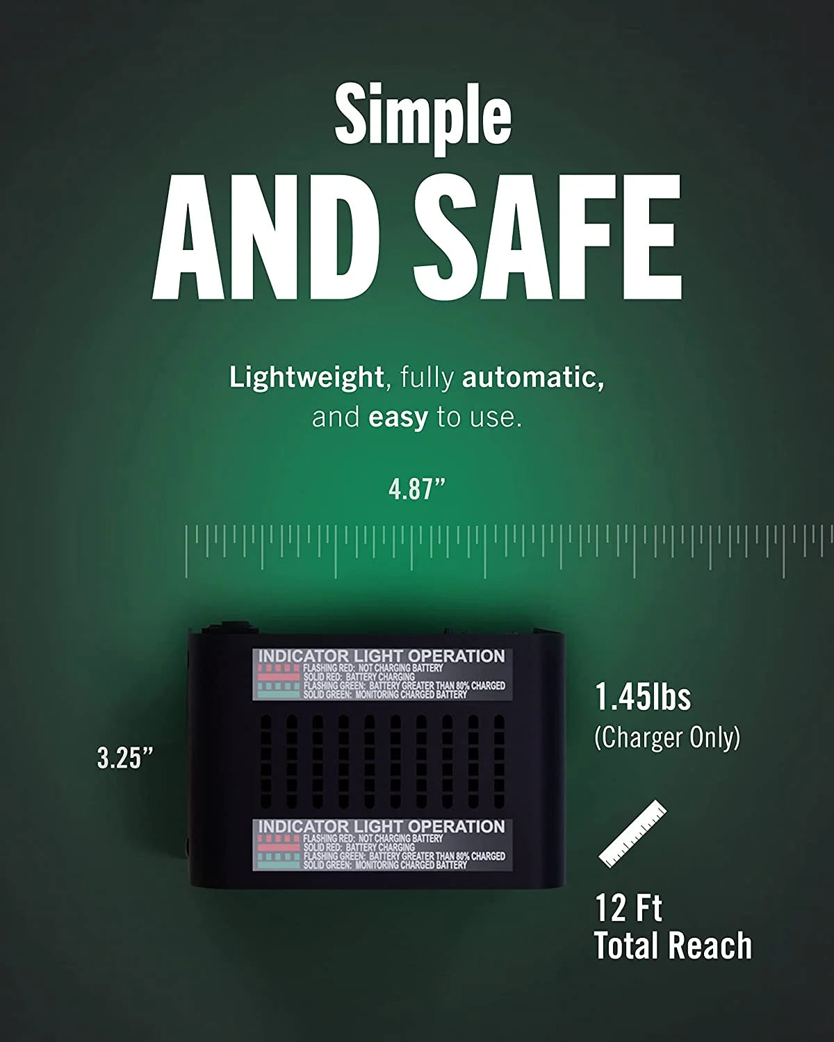 12V 1.25 AMP Smart Automatic Battery Charger and Maintainer Y55515